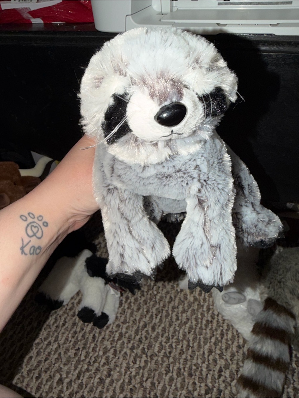 GANZ Gray and White Plush Raccoon